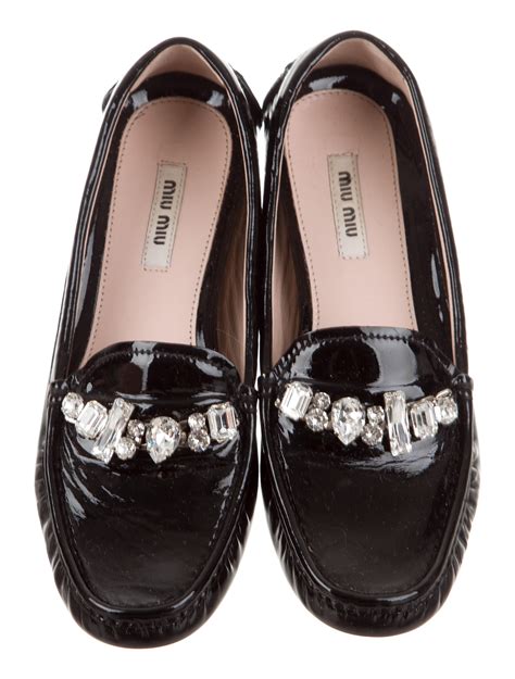 miu miu embellished loafers|Miu Miu Women's Embellished Patent Leather Loafers.